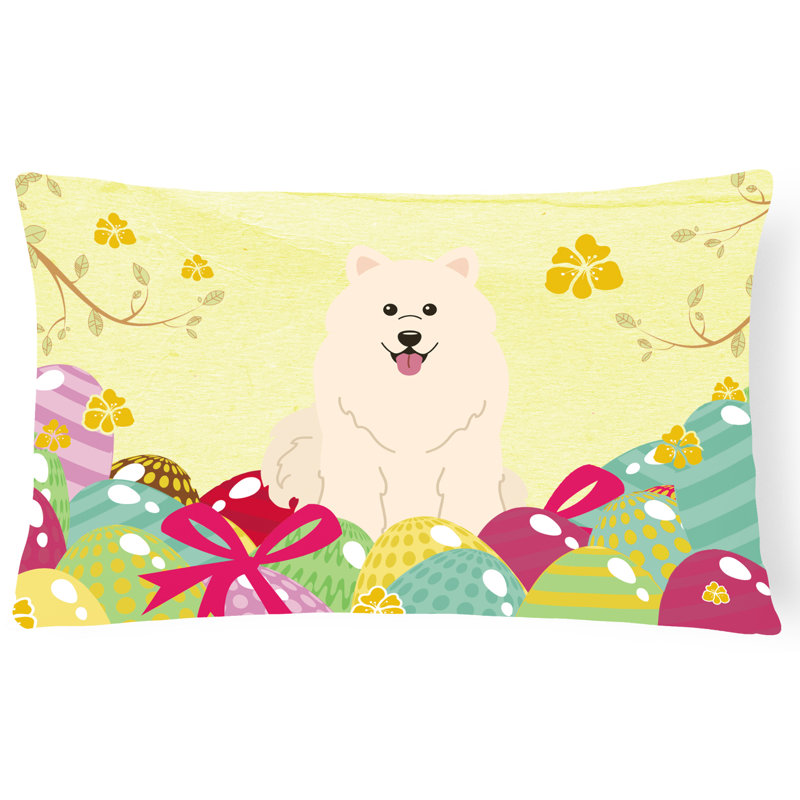 Coussin samoyède de pâques œufs