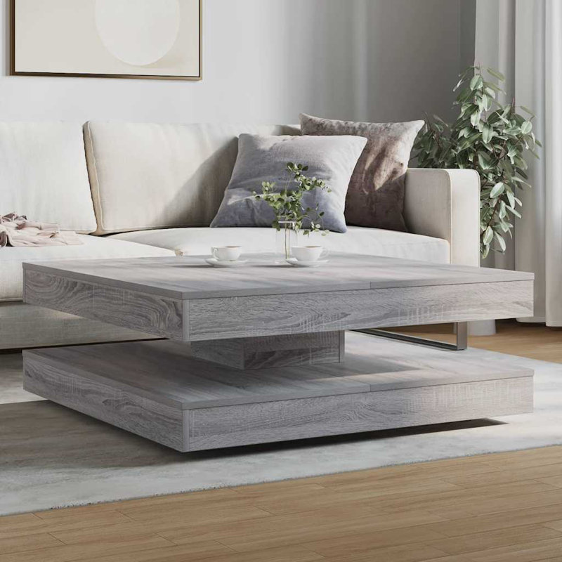 Coffee Table 360-Degree Rotatable 90X90x34.5 Cm, Grey Sonoma