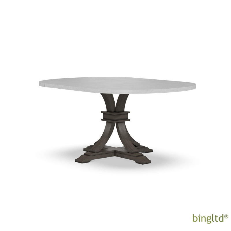 Ladislav Extendable Round Dining Table, Chalk/Nickel