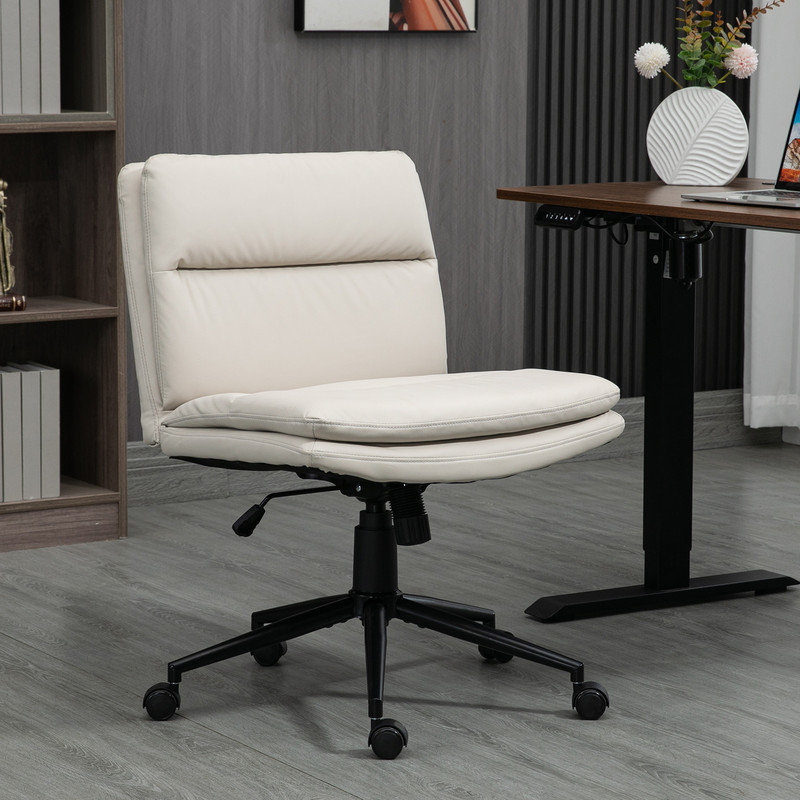 Chaise de bureau Bauke, Oui, Blanc cassé / blanc