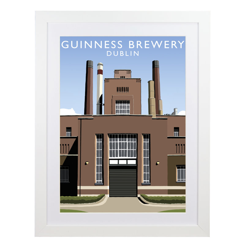 Guinness Brewery by Richard O'Neil - Print, White Wood Frame, 43.5 cm H x 33.5 cm W x 2.2 cm D