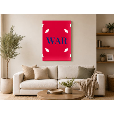 Warsaw World City Luxury Diamond Monogram — White Red Blue — Canvas Wall Art