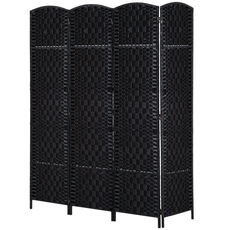 Paravent pliable à 4 panneaux, 1,83 m de hauteur, avec charnières à 360°, noir., 4, 70.75" H x 70.75" W x 0.75" D, Black
