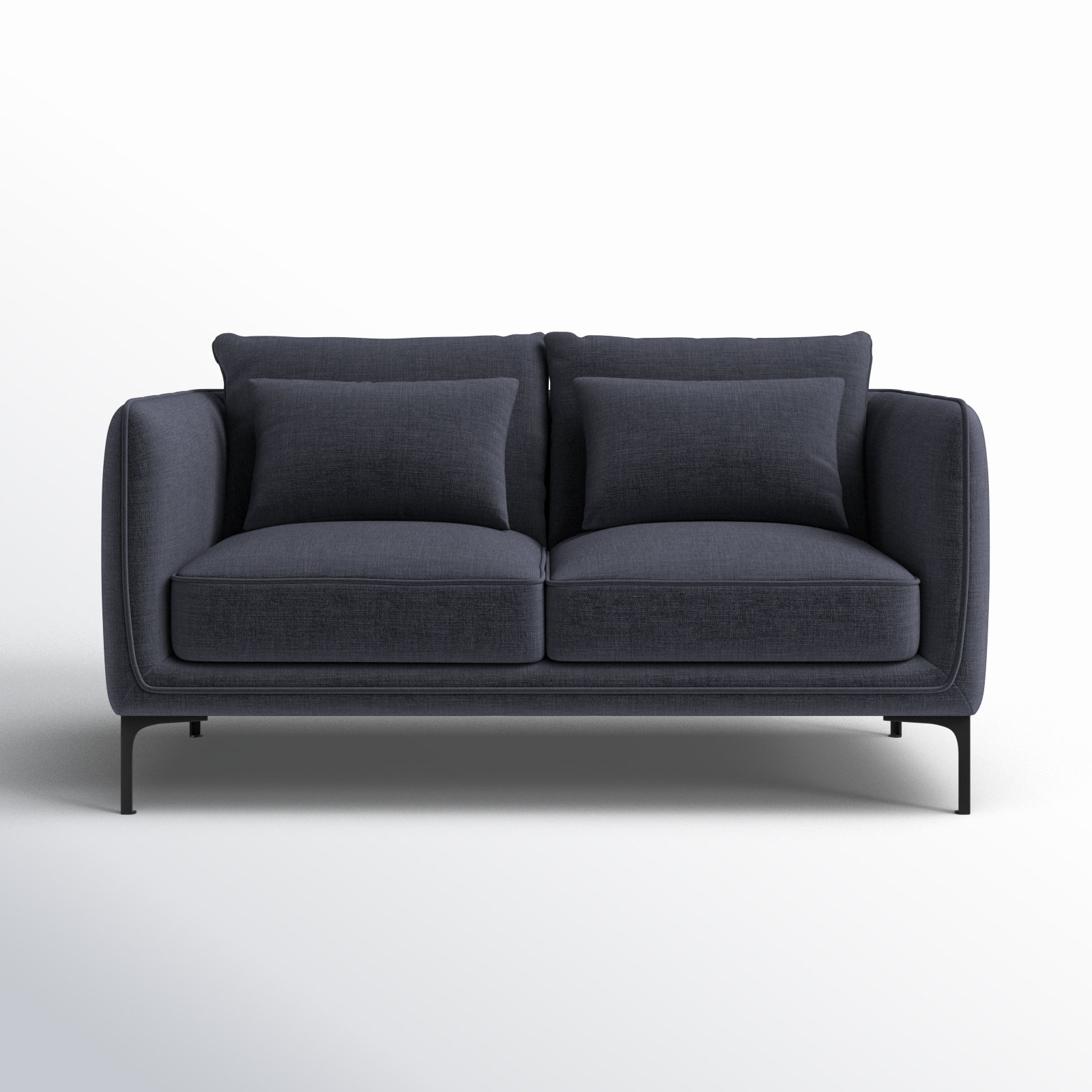 Rae 60'' Upholstered Loveseat, Effie Indigo Performance Linen