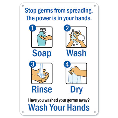Stop Germs Aluminum Sign 12 x 18