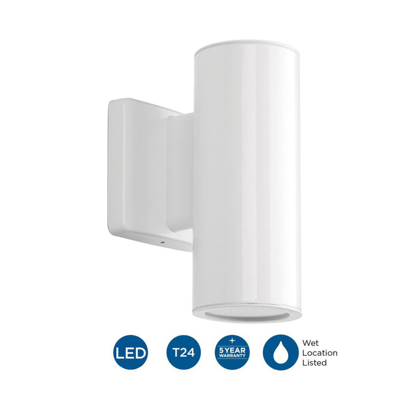 Mcmeans Metal and Aluminium LED Wall Light, 8.25" H x 4.5" W x 4.5" D, White