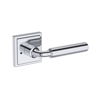 La Conner Privacy Lever with Stepped Square Rose in Polished Chrome