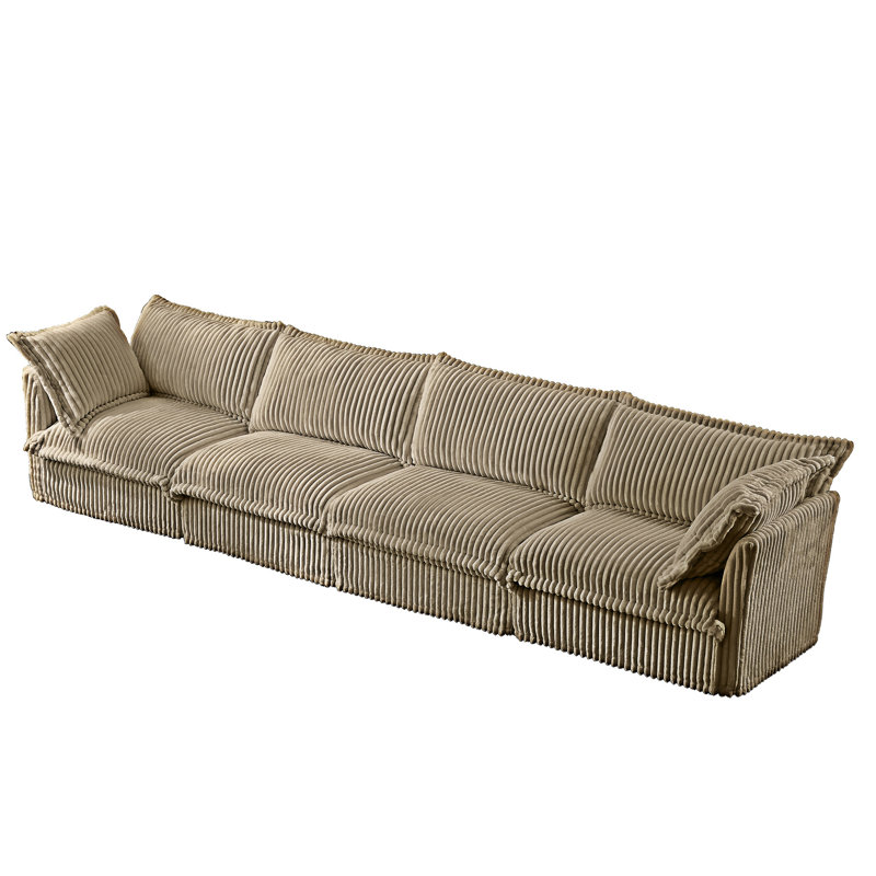 Canapé rembourré, 34.6" H x 156.6" W x 33" D, 4, Chameau