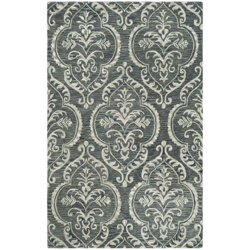 Tapis bleu / sauge en laine Ferrera, Rectangle 8 pi x 10 pi