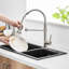 Robinet d'évier de cuisine contemporain avec bec rétractable, nickel brossé, jet de nickel à rotation 360 °, poignée simple, rotatif pour utilisation