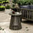 Round Wood Coffee Table In Grey, 17.57 - Inch Height, Suitable For Balcony Relaxation Outdoor Tall, Build, Fits Lounge Chairs