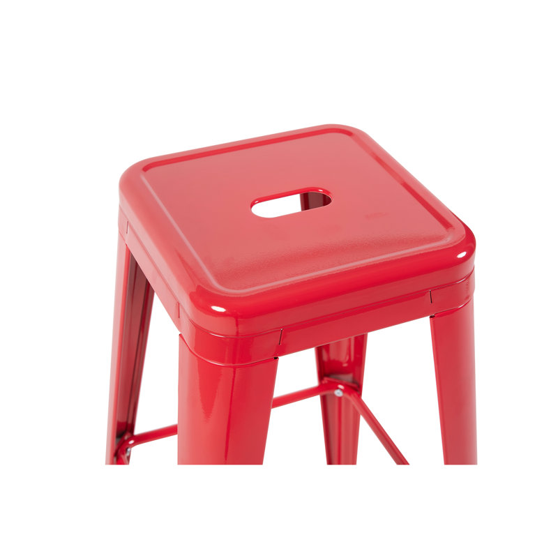 Tabouret de bar en métal de 30 po sans dossier à hauteur de comptoir de 30 po, non empilable, à assemblage rapide et stable pour îlot de cuisine, bar et salle à manger - Résistant à la rouille - déformation rouge