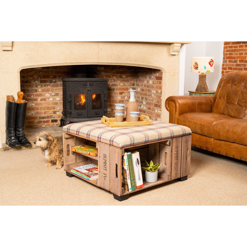 Krugerville 82cm Wide Square Tartan Ottoman with Storage