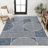 Erkin Mid-Century Modern Geometric Lines Reversible Machine-Washable Navy/Cream Indoor/Outdoor Rug-286190825