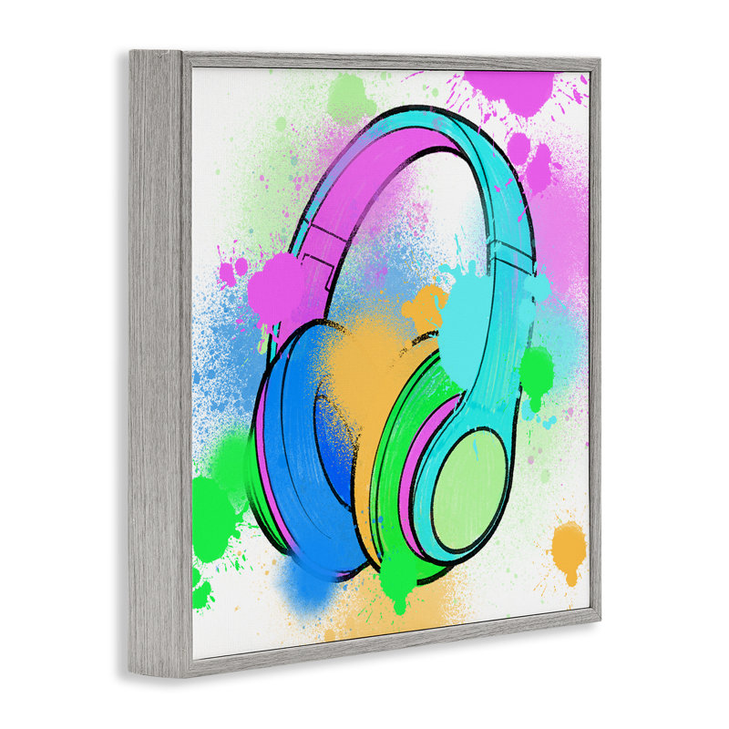 Casque d'éclaboussures de musique éclaboussé, art de la giclée par Marcus Prime, H 12 po x l 12 po