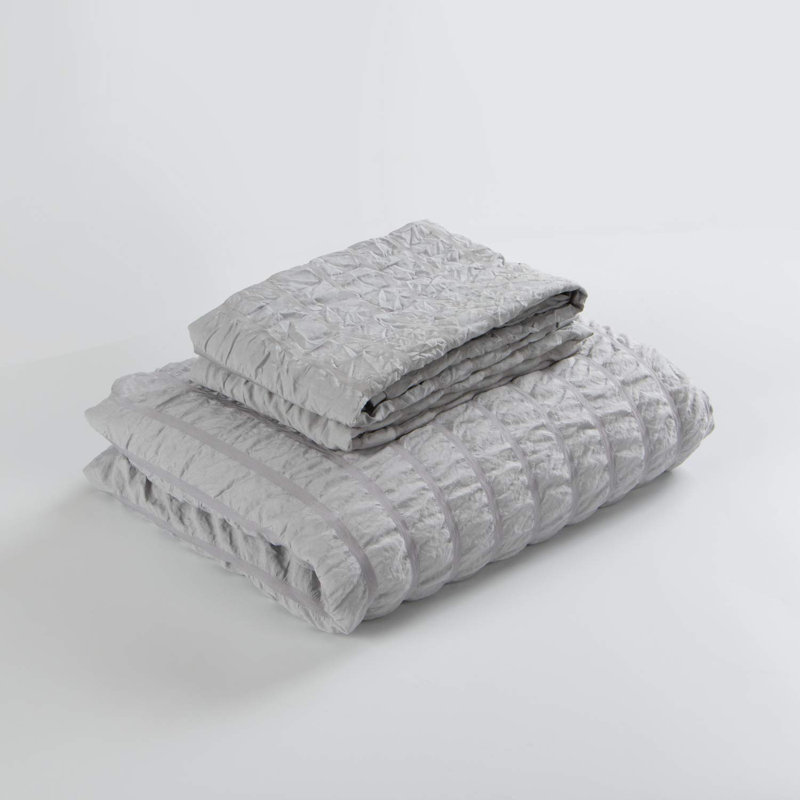 King Navy Blue Seersucker Microfiber Duvet Cover Set