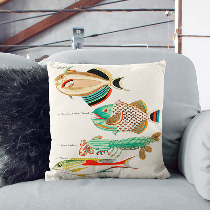 East Indies Fish & Lobster Illustrations Fol. 38 Square Throw Cushion, 55cm H x 55cm W x 20cm D