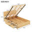 Lit plateforme couleur bois naturel avec compartiments de rangement et 2 tiroirs - Finition de tiroir de chambre stable pour