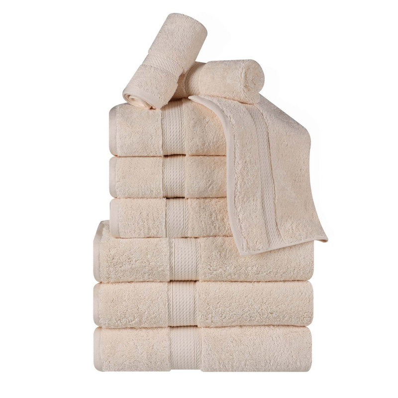 Scotia Egyptian Cotton Bath Towel Set, Cream, 9Pc Towel Set  (3Bath, 3Hand, 3Face)