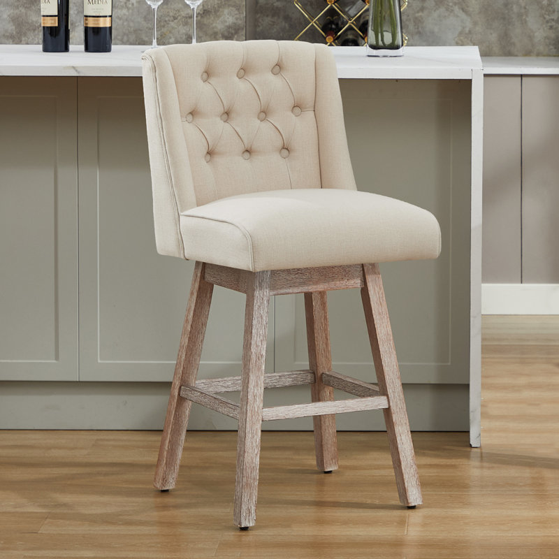 Tabouret de bar rotatif Terron, Beige, Tabouret de bar (siège d'une hauteur de 28,5 po)