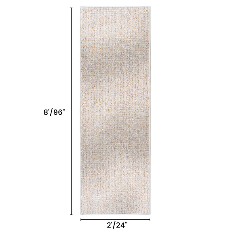  Abstract Tufted Indoor Area Rug - Non-slip & Washable, Beige, 2'x8'