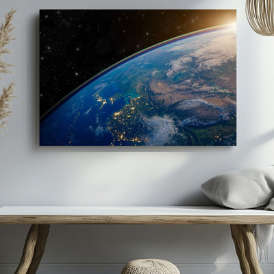 Toile, une vue imprenable sur la terre vue de l'espace, art mural à un angle dramatique