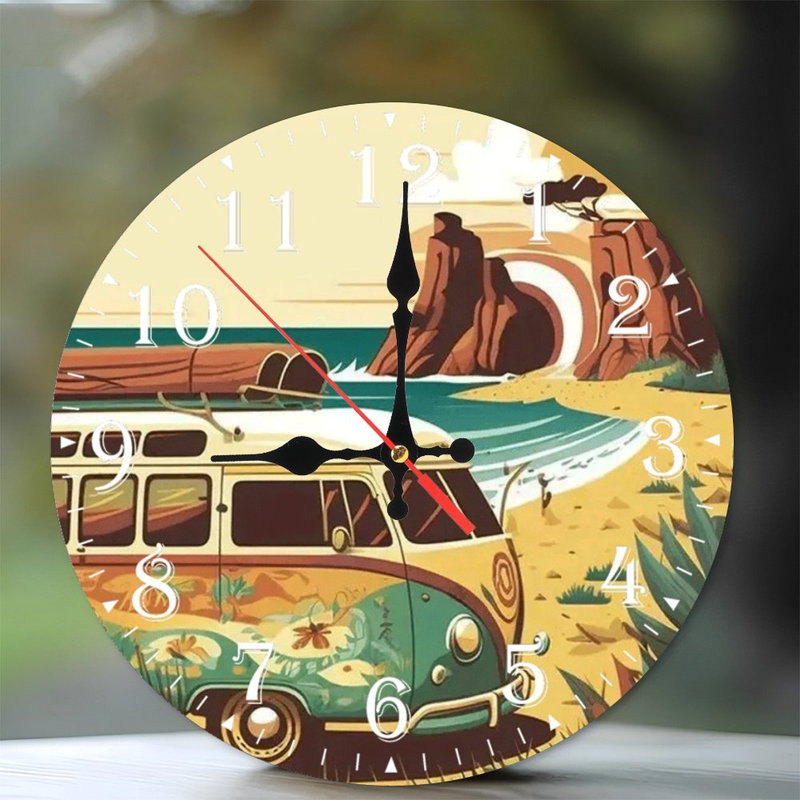 Horloge murale en bois 10 po, mouvement silencieux, à piles (piles AA non incluses), décor artistique, parfait pour les décorations