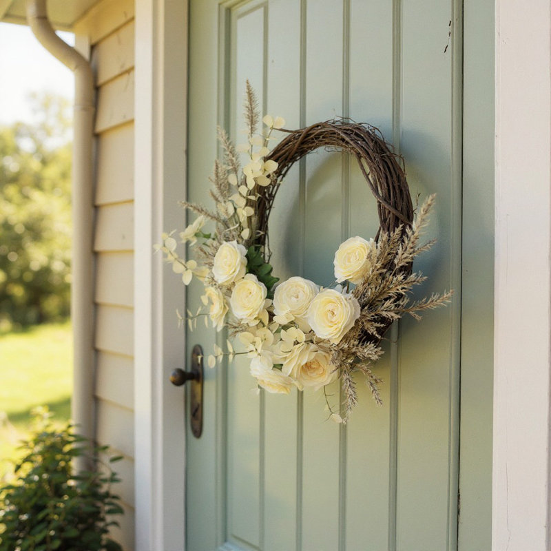 24'' Fall Wreath with Ranunculus, Eucalyptus and Pampas