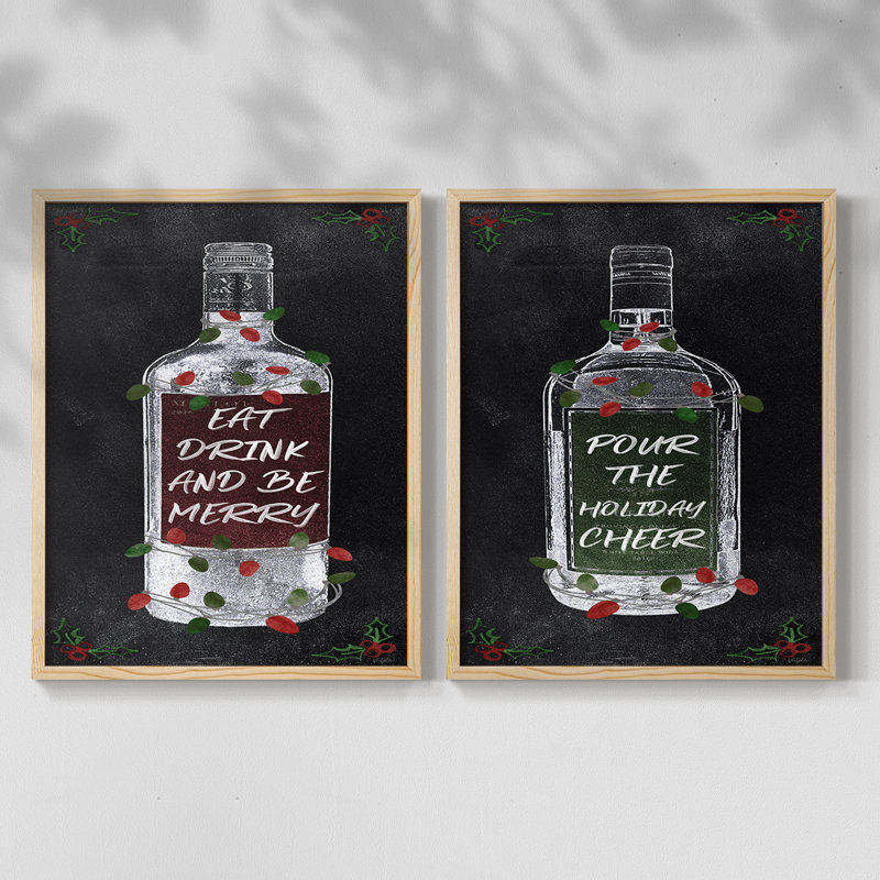 Be Be Merry Wine - reproduction encadrée de qualité supérieure - prête à être accrochée - aucun clou requis - aucun clou requis