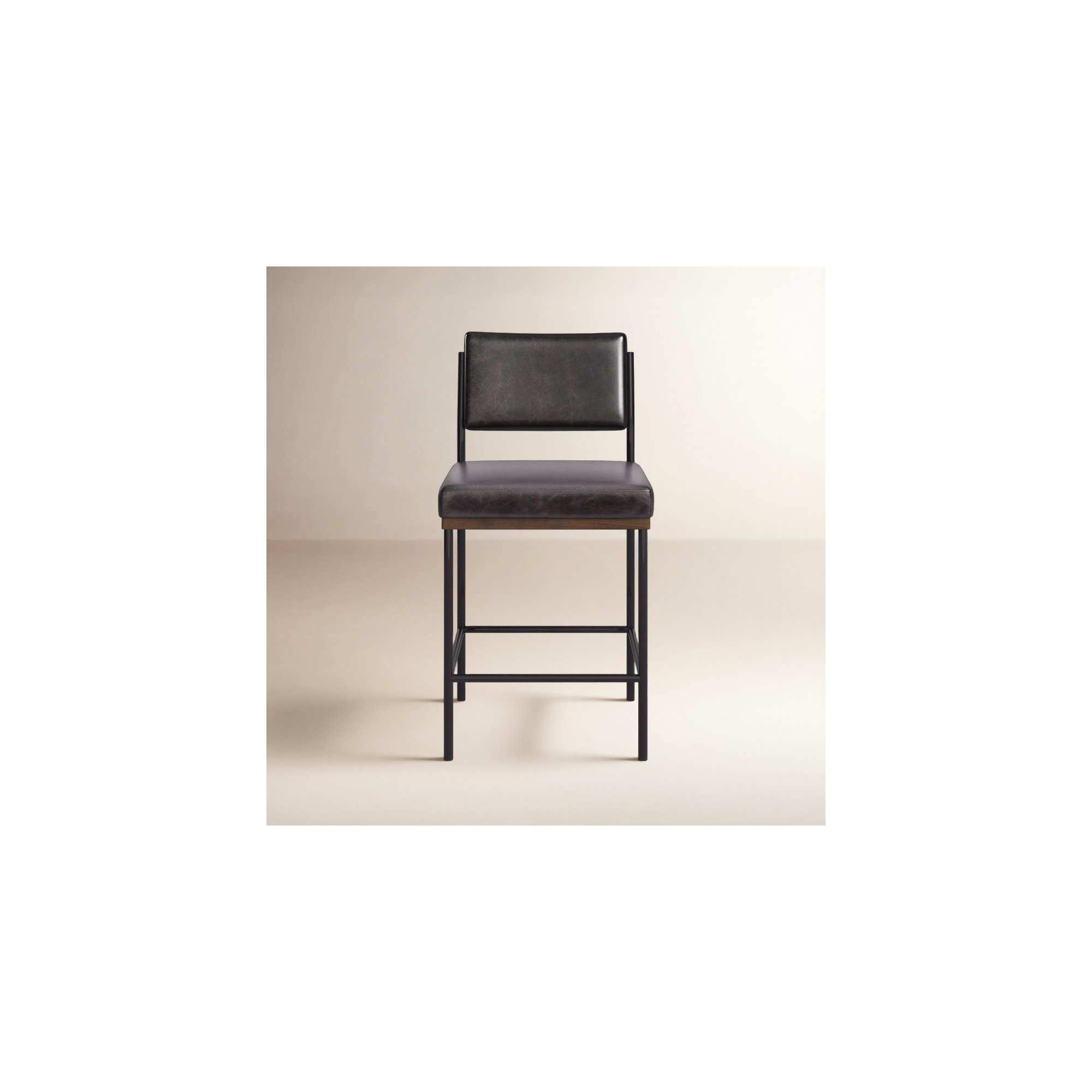Popovich Stool, Sonoma Black/Genuine Leather, Counter Stool (26.42" Seat Height)