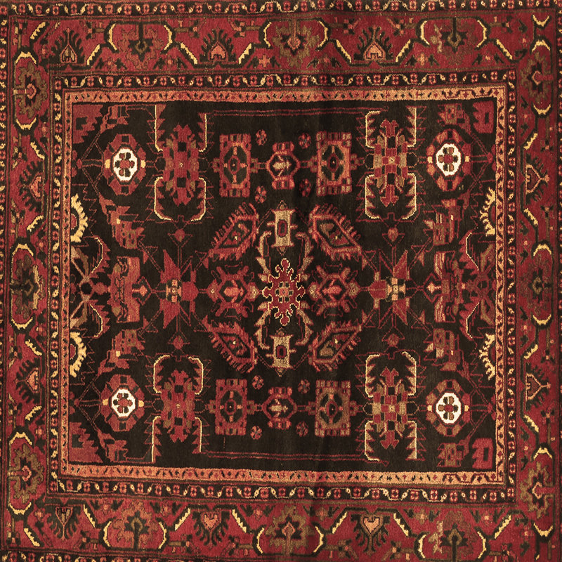 Tapis oriental brun / noir tissé à la machine, Carré 5 pi
