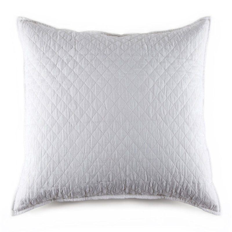 Hampton White Cotton Euro Sham with Diamond Quilt Pattern