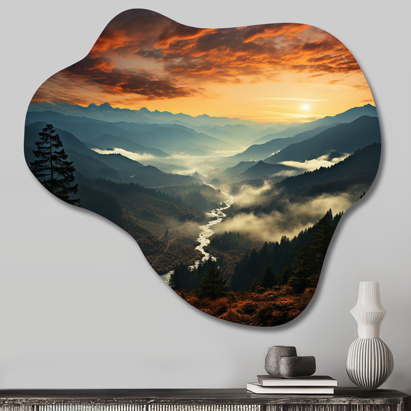 États-Unis, Great Smoky Mountains in Sunset - Art mural en métal asymétrique aux États-Unis, sculpture murale en métal Freeform