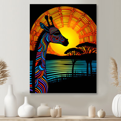 «Gorgeous Giraffe Magical Sunset», reproduction d'art mural girafe