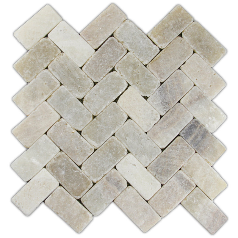 Rhine 2" x 4" Natural Stone Mosaic Tile in Mixed Quartz Waterproof Matte Finish - 0.9 Sq Ft