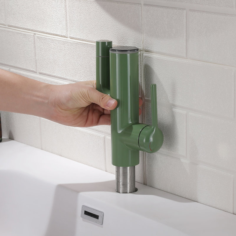 Single-Hole Single-Handle Bathroom Faucet With Drain Assembly, Green