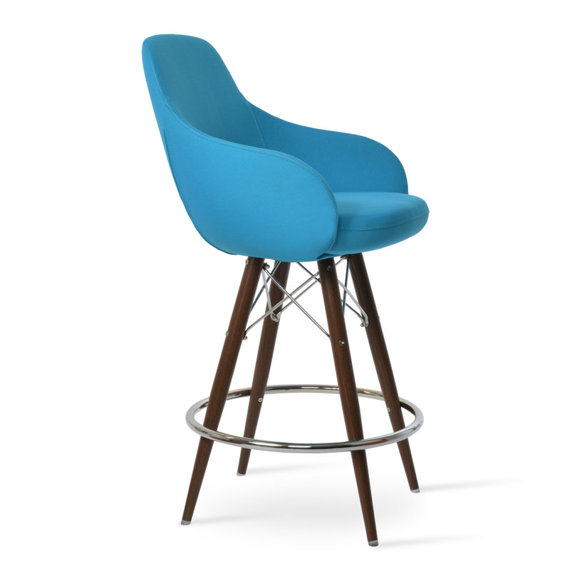 Tabouret Gazem, Tabouret de comptoir (siège d'une hauteur de 25,5, Noyer