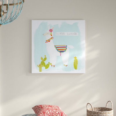 Pom Pom Llama Rama IV by June Erica Vess - Wrapped Canvas Painting