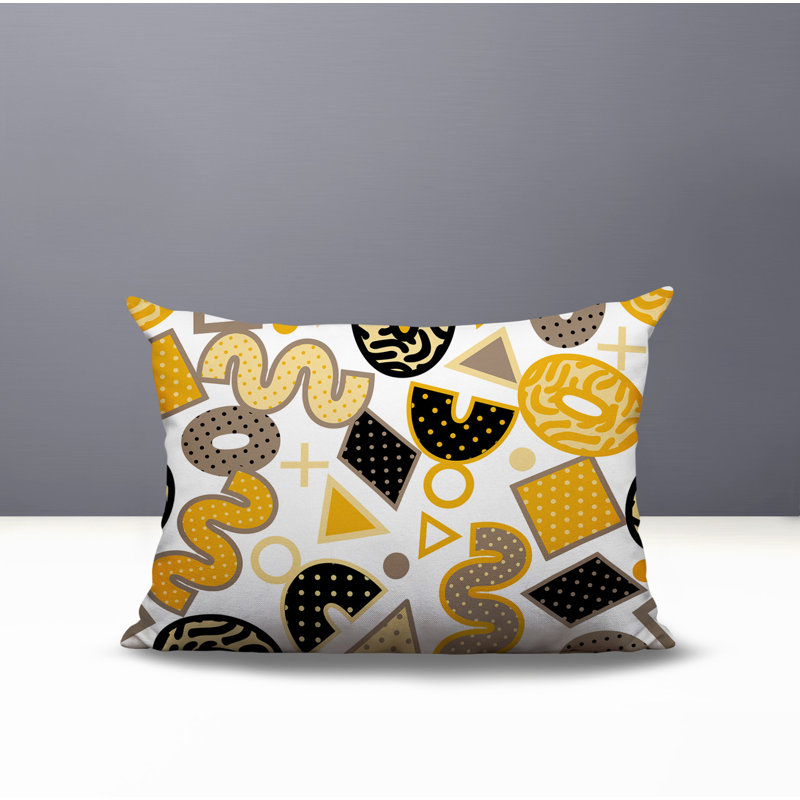 Coussin lombaire intérieur / extérieur Trixel, Rectangle H 18 po x l 25 po, Jaune