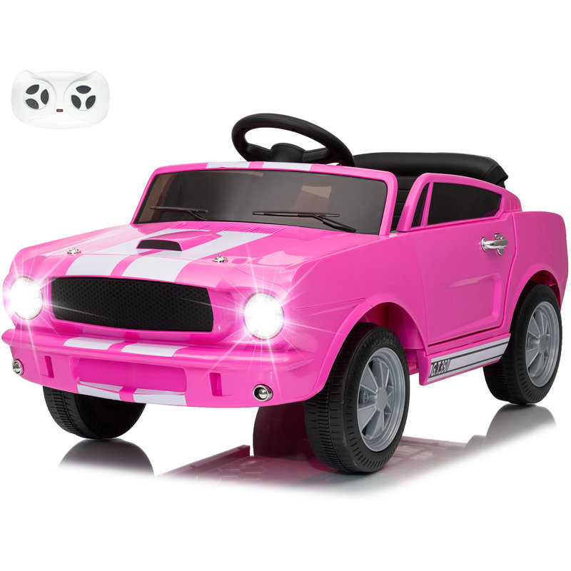12v Licensed Shelby Electric Car For Kids, Ride On Toy With Remote Control, Bluetooth Music, Adjustable 3 Speed, Multiple Panel, Led Lights, Shock Absorbers, Safety Belt