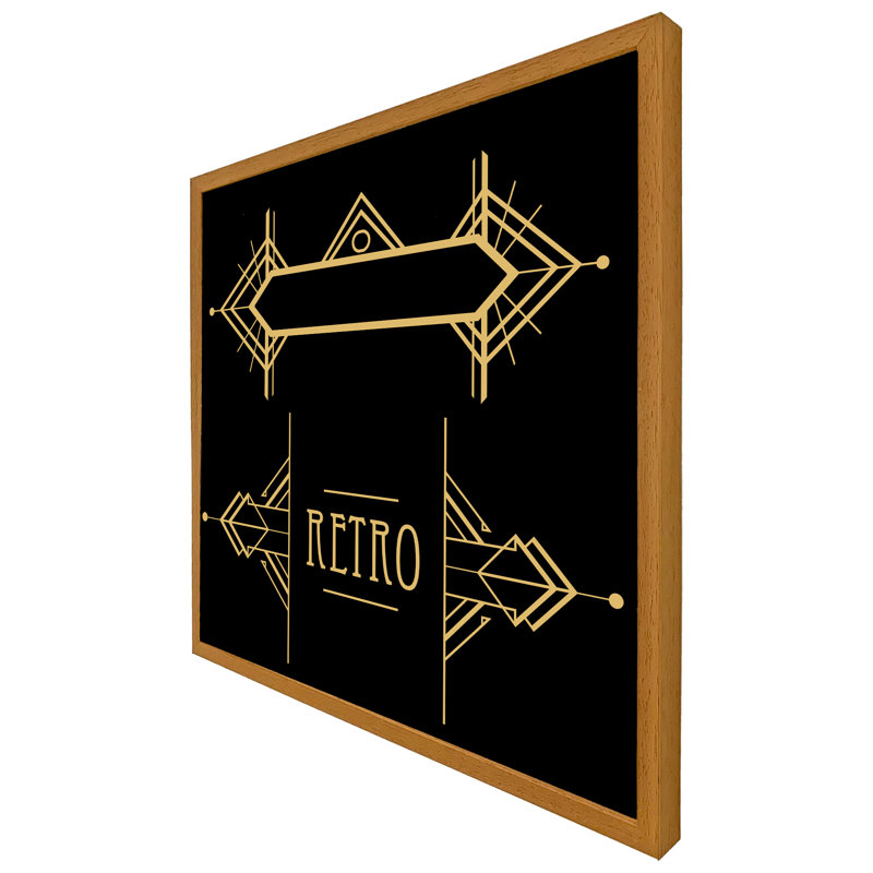 Meridianville Art Deco Retro - Single Picture Frame Print, 61cm H x 61cm W x 4cm D, Oak Framed