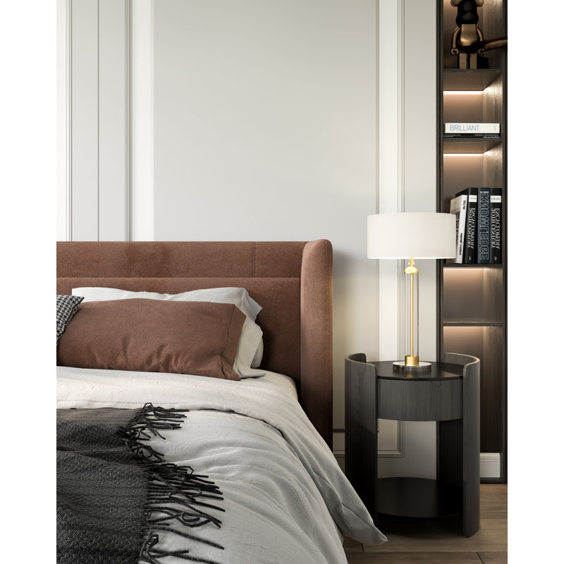 Brushed Gold and Clear Glass Buffet Table Lamp with White Shade