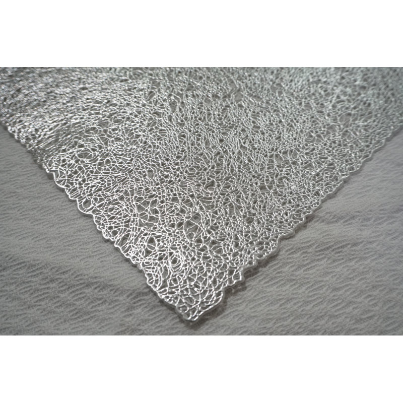 Madera Vinyl Rectangle Placemat, Silver