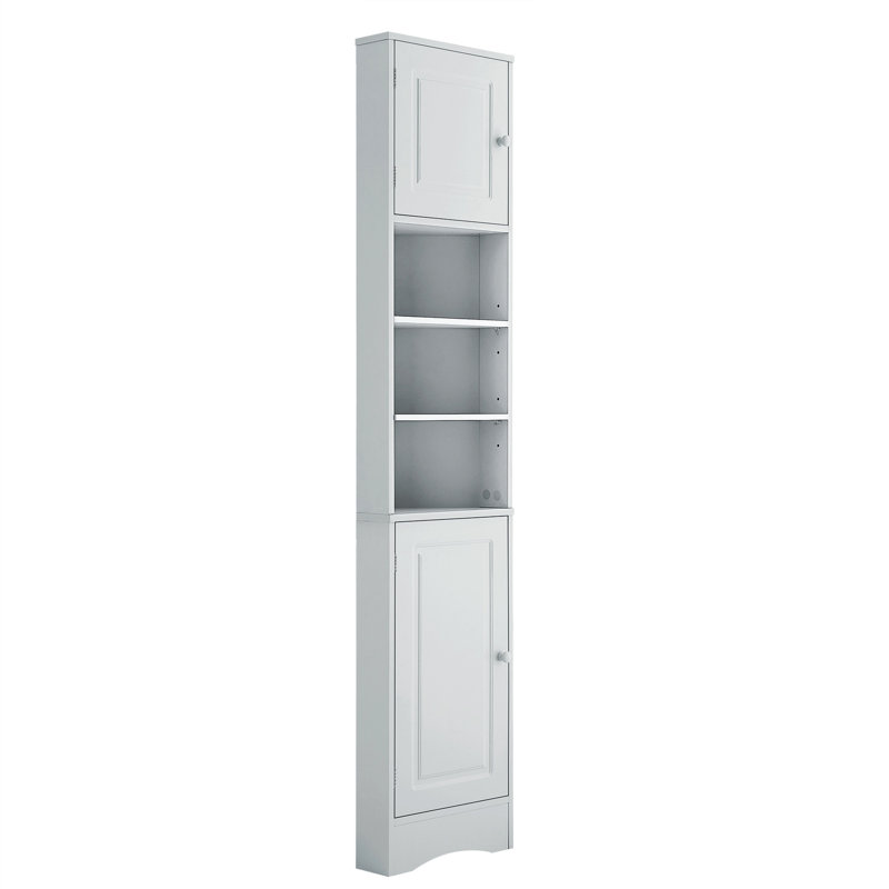 Armoire de salle de bain grise avec tablettes réglables et deux tablettes à hauteur pratique, Gris