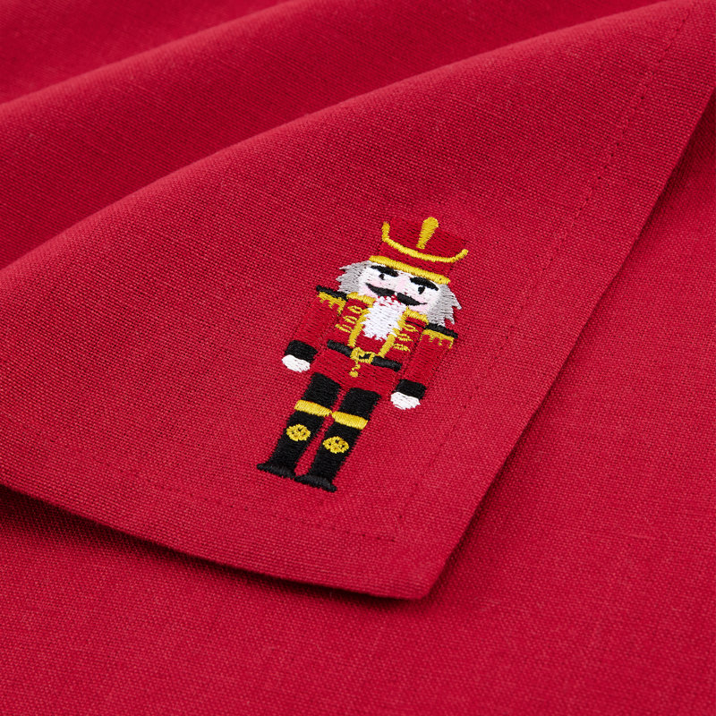Serviettes de Noël Holiday en coton brodé, Rouge