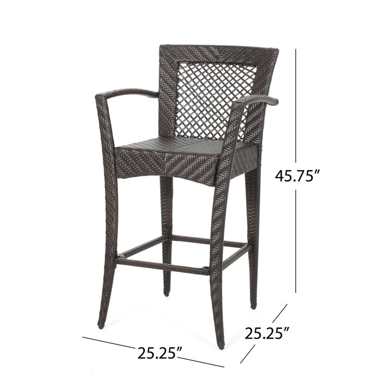 Tabourets de bar d'extérieur en rotin PE avec cadre en fer (ensemble de 2)