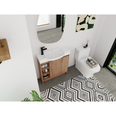 Meuble-lavabo autoportant de 30 po avec lavabo en céramique et tablette ouverte