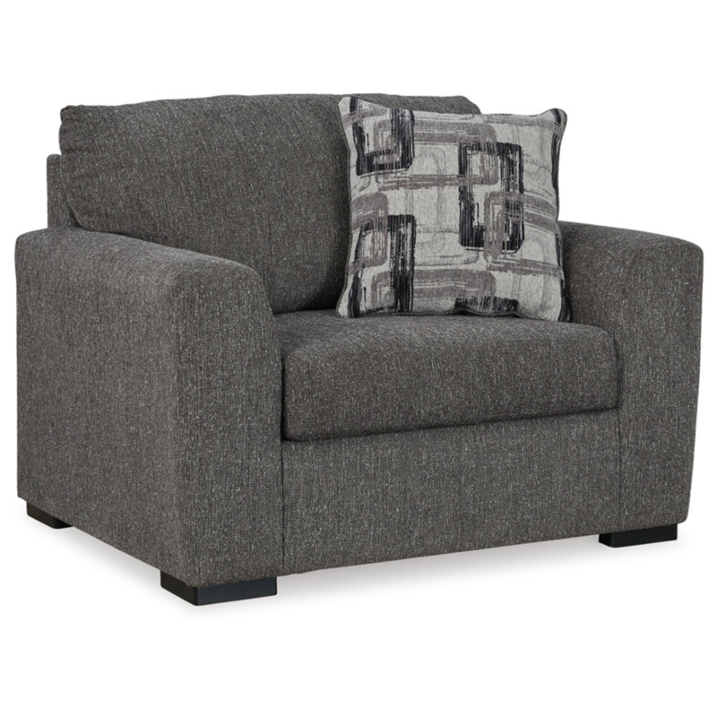 Gray Oversized Contemporary Wood Chair and a Half