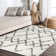 Cantera Shag Plush Tassel Moroccan Tribal Geometric Trellis Ivory/Gray Rug