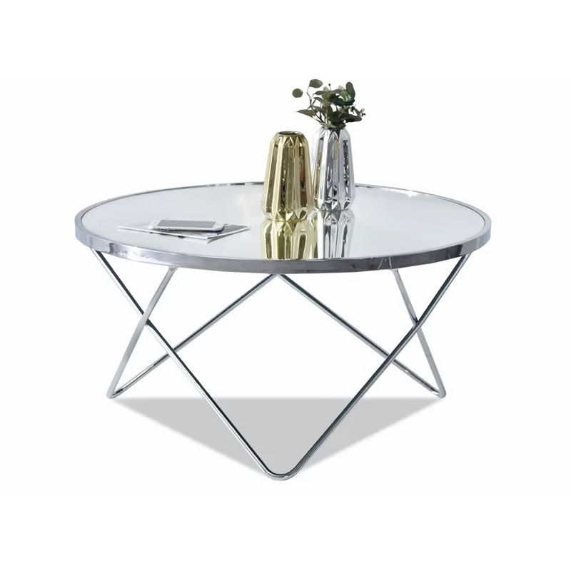 Ailynn Abstract Coffee Table, Chrome, Chrome